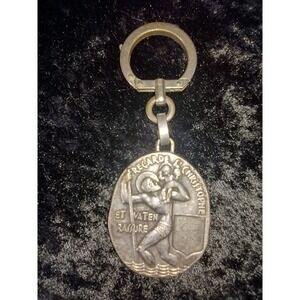 Vintage Saint Christopher Keychain Patron Saint Traveler Religious Medal